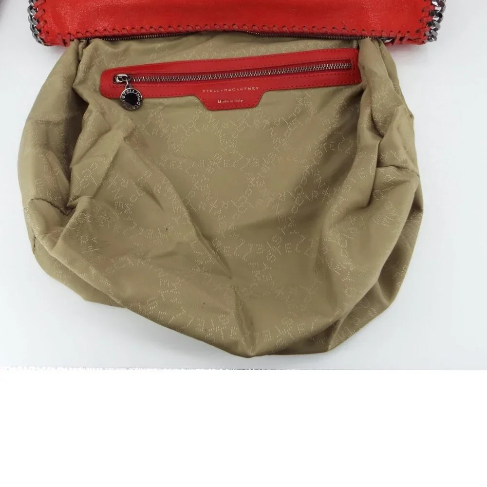Stella McCartney Falabella Red Satchel Tote Bag Silver Tone Chain Trim Italy - Picture 12 of 14